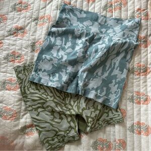 SHEIN Blue and Green Camo Bike Shorts
